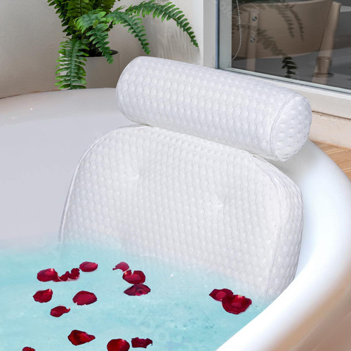 Bath Pillow for Tub Support Neck and Back, Bathtub Pillow Bath Accessories for Bathtub Women, Hot Tub Accessories for Adults White