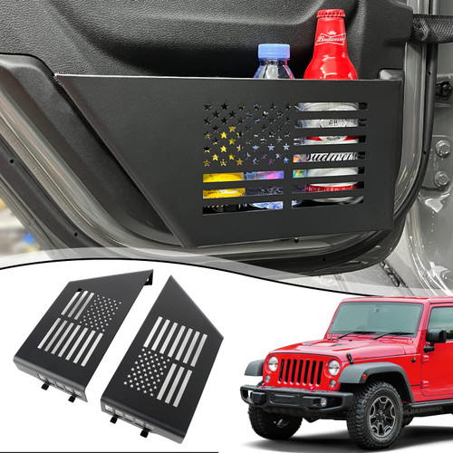 Metal Rear Door Storage Pockets for 2018-2023 Jeep Wrangler JL 4XE JLU Rubicon Sport Sahara Gladiator JT Door Side Insert Organizer Storage Box Accessories