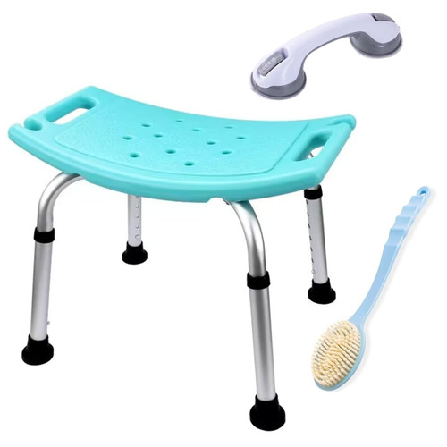 Bath Shower Safety Chair Seat with Suction Assist Grab Bar and Bath Brush, Adjustable and Anti-Slip Bench Bathtub Stool for Elderly or Seniors (ShowerChair, Green) Bath Shower Safety Chair Seat with Suction Assist Grab Bar and Bath Brush, Adjustable and Anti-Slip Bench Bathtub Stool for Elderly or Seniors (ShowerChair, Green)