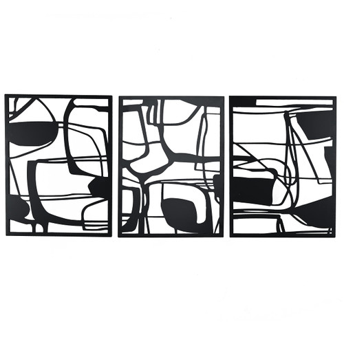 Remenna Metal Wall Decor Abstract Wall Art Black Metal Wall Art Set of 3 with Frame, Modern Abstact Line Wall Sculptures for Bedroom Living Room Bathroom 16.0 x 12.0 Inches Remenna Metal Wall Decor Abstract Wall Art Black Metal Wall Art Set of 3 with Frame, Modern Abstact Line Wall Sculptures for Bedroom Living Room Bathroom 16.0 x 12.0 Inches