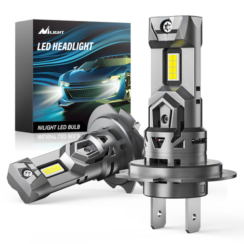Nilight 2023 Upgraded H7 LED Bulbs, 600% Brighter 1:1 Mini Size Low Beam High Beam Replacement, 6500K Cool White LED Bulbs, IP67 Waterproof, Pack of 2
