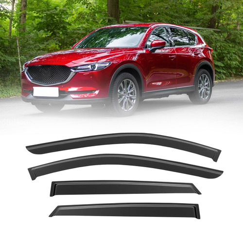 CMVT Auto Window Visors for 2017-2023 Mazda CX-5 2018 2019 2020 2021 2022, Rain Guards Shields Vent Shade Deflector Dark Smoke Low Profile, Tape-On, 4PCS