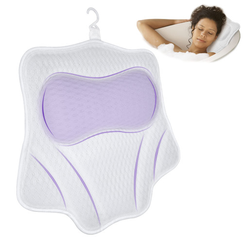 Bath Pillow ENIRUNLY Luxury Bathtub Pillow for Neck and Back Support, 4D Air Mesh Technology Bath Pillows for tub with 6 Powerful Suction Cups, Fits All Bathtub, Spa Tub, Home Spa