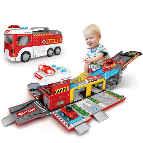 Popsunny Toddler Car Toys for 3 4 5 6 Years Old Boys Girls, Transporter Truck with Sound Light, Toy Vehicle Christmas Birthday Gift (Fire Truck) Popsunny Toddler Car Toys for 3 4 5 6 Years Old Boys Girls, Transporter Truck with Sound Light, Toy Vehicle Christmas Birthday Gift (Fire Truck)