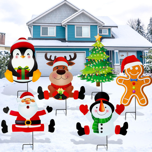 Sosation 6 Pcs Metal Christmas Yard Signs Decoration Outdoor Snowman Santa Claus Reindeer Penguin Gingerbread Man Yard Stakes Christmas Yard Lawn Stake Decoration for Outside Xmas Garden Pathway Sosation 6 Pcs Metal Christmas Yard Signs Decoration Outdoor Snowman Santa Claus Reindeer Penguin Gingerbread Man Yard Stakes Christmas Yard Lawn Stake Decoration for Outside Xmas Garden Pathway