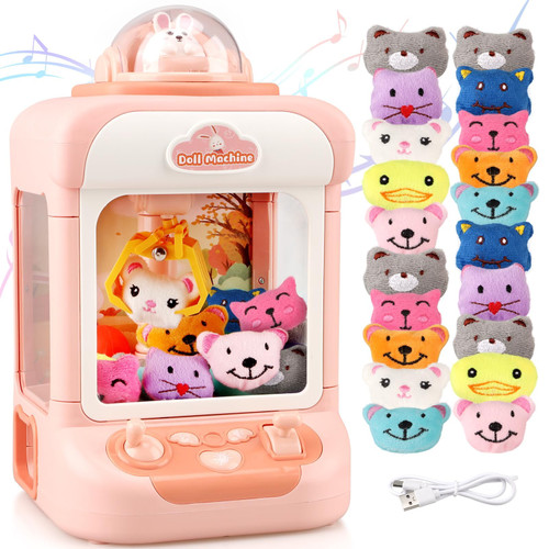 YOTOY Mini Claw Machine for Kids - Arcade Claw Game Machine, 20 Mini Plush Toys, Music and Light, Party Birthday Toys Gifts for Kids, Girls, Boys Age 3 4 5 6 7 8 Years Old