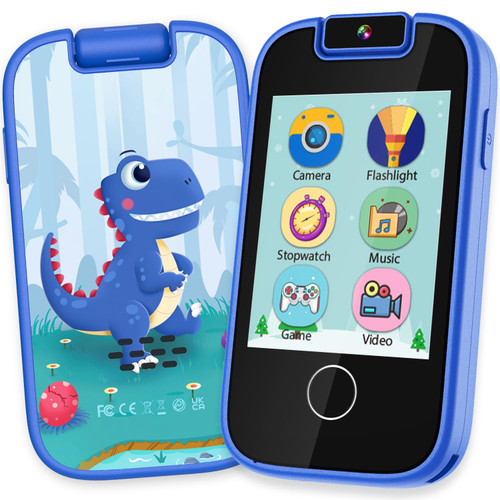 Dinosaur Kids Smart Phone for Boys Age 3-8 Year Old, HD Camera Touchscreen Toy Phone with MP3 Music Player, Games, Habits, Torch, Learning Toy Toddler Birthday for 3 4 5 6 Year Old Boy