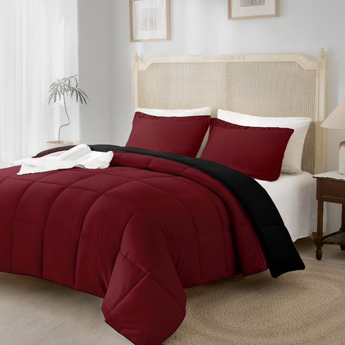 satisomnia Twin Comforter Set Red, Twin XL Comforter with 1 Pillow Sham, 2 Pieces Lightweight Down Alternative Comforter Set for College Boys Girls