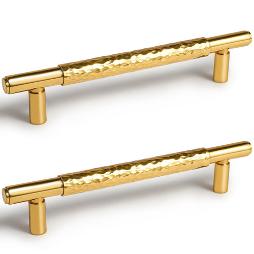 SAILANKA 3 Pack Brass Cabinet Pulls Handles Dresser Handles Knobs Cupboard Kitchen Cabinet Hardware Pulls Hand Hammered Drawer Door Handle Pulls Knob, 5.0 inch Hole Center
