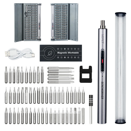 VOTCT Mini Electric Screwdriver 60 in 1 Electric Precision Screwdriver Set with 55 Bits USB Rechargeable Magnetic Repair Tool Kit with LED Lights for Phones Computer Watch Laptop Jewelry Drone VOTCT Mini Electric Screwdriver 60 in 1 Electric Precision Screwdriver Set with 55 Bits USB Rechargeable Magnetic Repair Tool Kit with LED Lights for Phones Computer Watch Laptop Jewelry Drone
