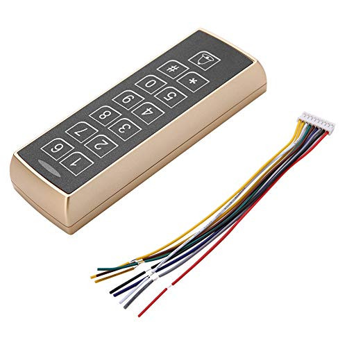 fosa Digital Contactless Access Controller, RFID 125KHz Contactless Card Reader Backlit Keypad Security Door Access Control Support 1000 Users for Home Office Factory Entry Security System (Gold)