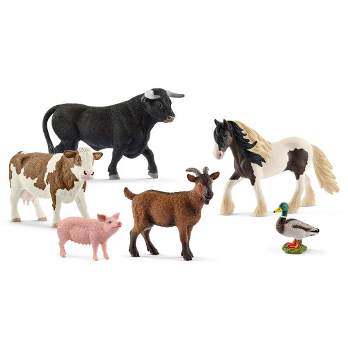 Schleich Farm World Farm Animals Horse, Cow, Bull, Goat, Duck and Pig Figurine Playset - 6-Piece Realistic and Durable Animal Figurines, Gift for Kids and Toddlers Ages 3+ Schleich Farm World Farm Animals Horse, Cow, Bull, Goat, Duck and Pig Figurine Playset - 6-Piece Realistic and Durable Animal Figurines, Gift for Kids and Toddlers Ages 3+
