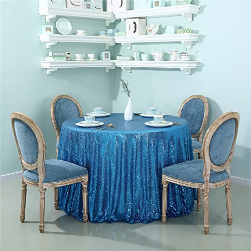 Zdada 70" Turquoise Sequin Candy Table Cover Tea Party Sequin Tablecloth for New Year Eve