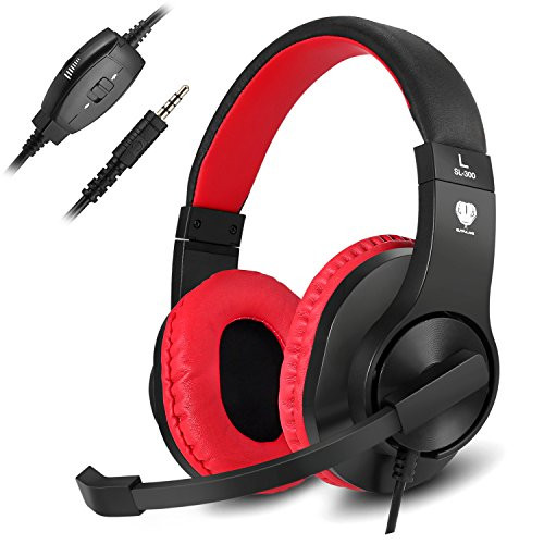 Headset Gaming for PS4 ,Xbox One Controller ,Wired Noise Isolation, Over-Ear Headphones with Mic ,Stereo Gamer Headphones 3.5mm, Earphone for Laptop, Mac, PC (Red)