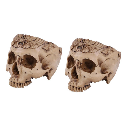 EXCEART 2pcs Flower Pots Flower Pot Planter Human Skull Planter Resin Skull Halloween Decorate