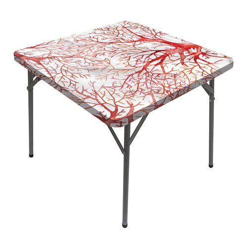 JUNTAIY Coral Table Cover Square, Watercolor Branchs Fall Square Dining Table Cover, Fits 48x48 inch Table, for Outdoor Indoor Holiday Picnic Party Cloth, Multicolor