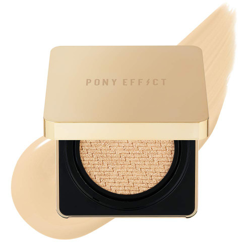 PONY EFFECT Coverstay Cushion Foundation Ex | 002 Natural Ivory | Long-lasting and High-Coverage Cushion Foundation With Refill | For Light to Medium Skin | K-beauty
