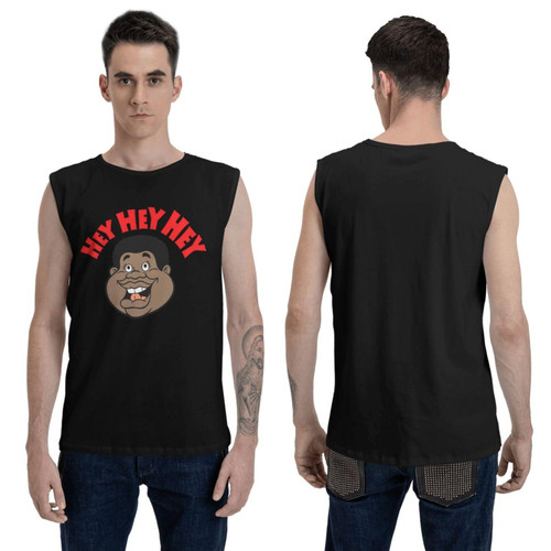 Fat Comedy Drama Albert Animated Men's Sleeveless T Shirt Cotton Graphic Short Sleeve Crew Neck Tee Shirts Casual Tops Black X-Large