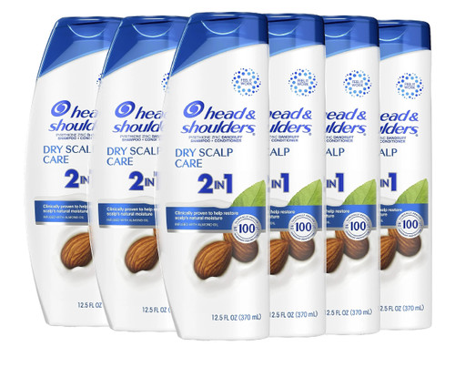 Head & Shoulders Dry Scalp Care 2 in 1, Dandruff Shampoo and Conditioner, 12.5 Ounce (Pack of 6)