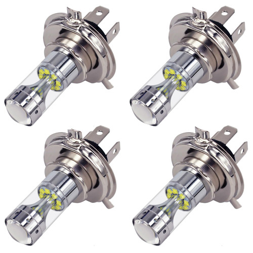 Edearkar 4-Pack H4 LED Headlight Bulbs 60W 12LED High Power Motorcycle Light 6000K White Light 1:1 Mini Size LED Fog Lights Bulb