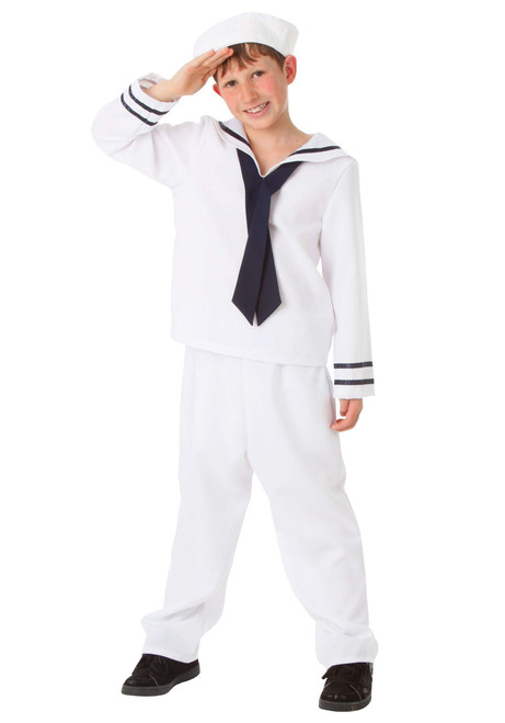 White Sailor Costume for Kids Boy's Sailor Uniform Costume Small (6)