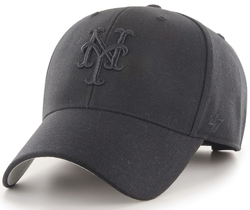 '47 MLB Black/Black MVP Adjustable Hat, Adult One Size Fits All (One Size, New York Mets) '47 MLB Black/Black MVP Adjustable Hat, Adult One Size Fits All (One Size, New York Mets)