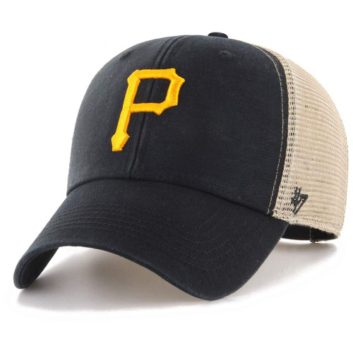 '47 MLB Flagship Wash Mesh MVP Adjustable Hat, Adult One Size Fits All (Pittsburgh Pirates Black Biege) '47 MLB Flagship Wash Mesh MVP Adjustable Hat, Adult One Size Fits All (Pittsburgh Pirates Black Biege)