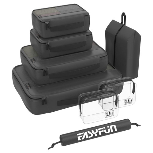 Packing Cubes for Suitcases, 8 set travel cube Luggage Organizers with 2 Toiletry Bags & Shoe Bag