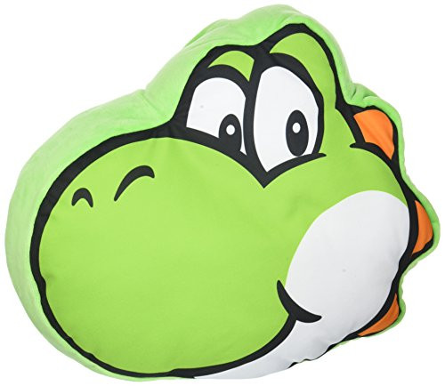 Little Buddy Super Mario Bros. 1260 Yoshi Face Stuffed Plush Cushion, 12"