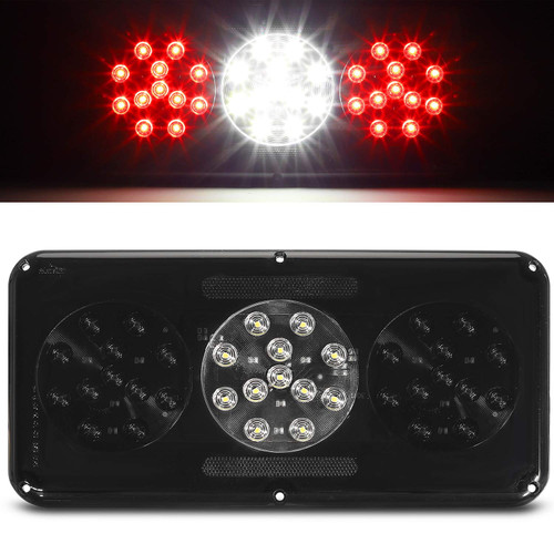 Partsam 1Pc Rectangular Smoked Red Triple LED Trailer Tail Light RV Camper Motorhome Stop Turn Tail Backup Reverse Lights Vertical and Horizontal Mount, Triple Taillights