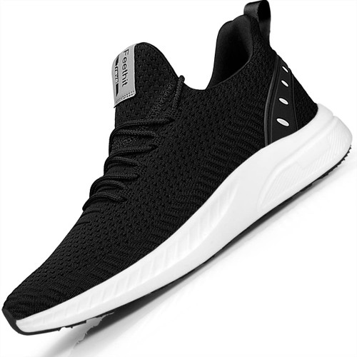 Feethit Mens Slip On Walking Shoes Blade Tennis Shoes Non Slip Running Shoes Lightweight Workout Shoes Breathable Mesh Fashion Sneakers Black White Size 12