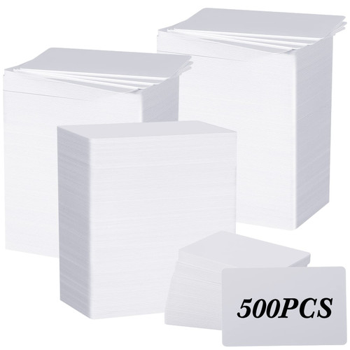 Blank PVC Cards White Quality Plastic ID Badge Printers Cr80 30 Mil Business Cards Fit Most Photo ID Badge Printers (500 Pcs)