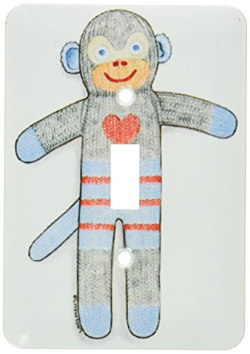 3dRose LLC lsp_23300_1 Sock Monkey Kids Toy Cuddly Cute Heart Illustration Blue Child, Single Toggle Switch