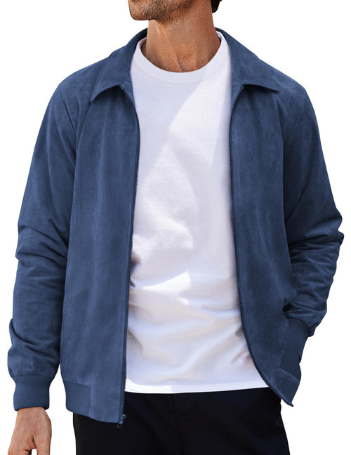COOFANDY Men's Faux Suede Jacket Lightweight Softshell Flight Bomber Jacket