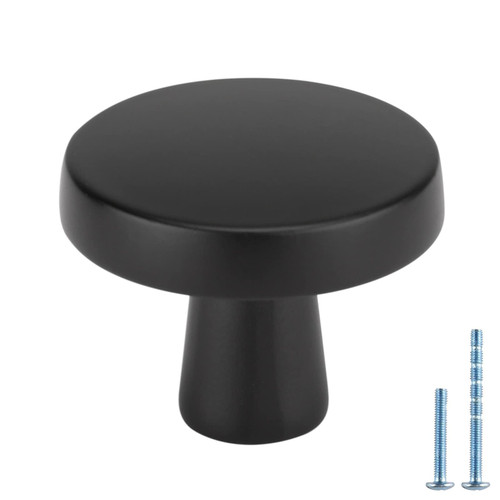 homdiy 20 Pack Black Cabinet Knobs Round Matte Black Kitchen Knobs Zinc Alloy Dresser Knobs Metal Cabinet Handles for Drawer Desk Cabinets Cupboard
