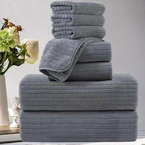 Extra Large Bath Towel Sets of 8, 2 Bath Towels Oversized, 2 Hand Towels, 4 Washcloths, Soft Microfiber & Quick Dry & Highly Absorbent Bath Towels for Bathroom Kitchen Spa Hotel Gym Pet