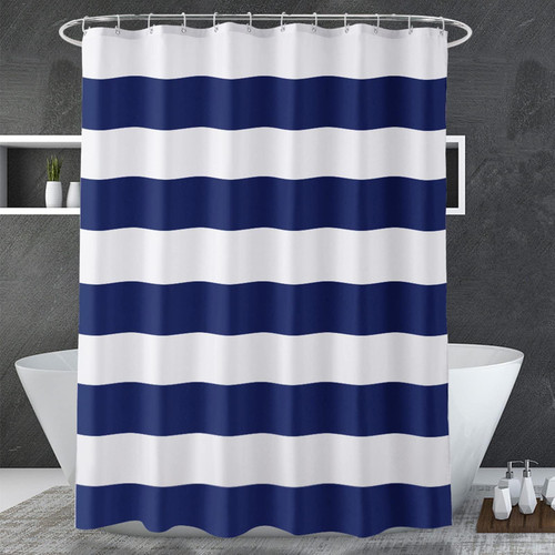 JIAMELUCK Shower Curtain Stripes Blue and White Shower Curtain Fabric Shower Curtain for Bathroom Waterproof Home Bath Decor 170x170cm(67" Wx67 H)