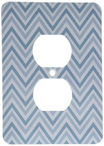3dRose LLC lsp_123632_6 Soft Blue and White Girly Chic Chevron Zigzag 2 Plug Outlet Cover