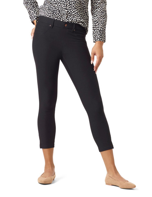 HUE Women's Ankle Slit Essential Denim Capri, Black, X-Large