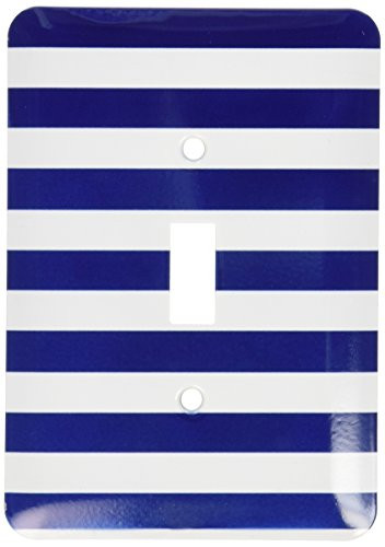 3dRose LLC lsp_24691_1 Navy Blue and White Stripes, Single Toggle Switch