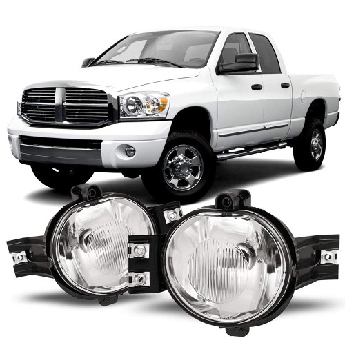 Winjet Fog Lights Assembly for [2002-2008 Dodge Ram 1500 PICKUP][2002-2009 Dodge Ram 2500 PICKUP][2002-2009 Dodge Ram 3500][2002-2008 Dodge Ram 4000] Fog Lamps Clear Lens#1