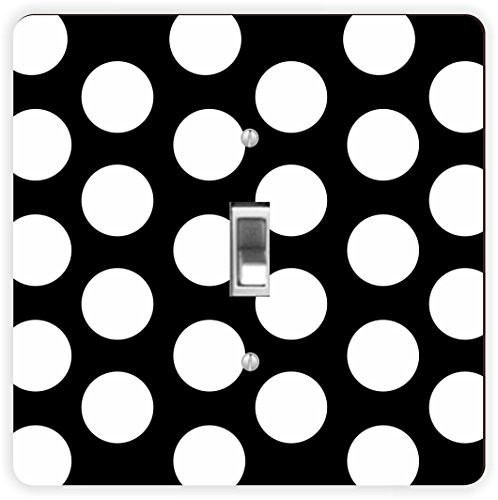 Rikki Knight White on Black Polka Dots-Single Toggle Light Switch Plate