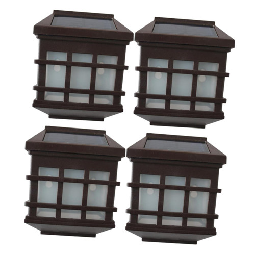 DOITOOL 4pcs Outdoor Garden Lights Solar Lights Outdoor Wall Lantern Solar Garden Lights Solar Wall Light Outdoor Sconces Wall Lighting Outdoor Led Lights Solar White Lawn Lamp
