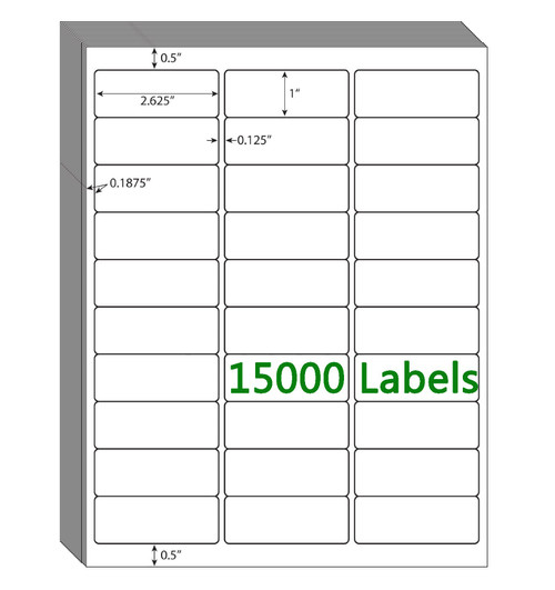 30 UP Labels 1"x2-5/8" Mailing Labels Shipping Address FBA Labels for Laser/Inkjet Printers, White Blank Sticker Name Tags, Printable Address Labels (500 Sheets, 15,000 Labels)