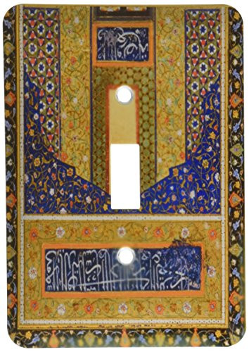 3dRose lsp_162525_1 Arabian Floral Abstract Dark Navy Blue and Matte Gold Flowery Pattern Islamic Islam Arabic Muslim Single Toggle Switch