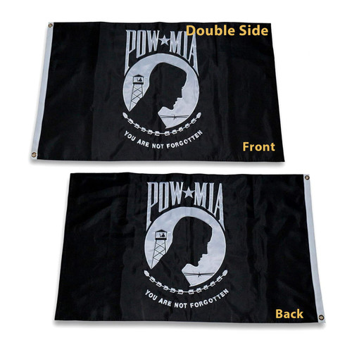 Homissor Pow Mia Flag Embroidered 4x6 Outdoor - Heavy Duty Double Sided You are Not Forgotten War Flags 300D Nylon Military Made in USA Pow Flags for Outside (4x6ft)