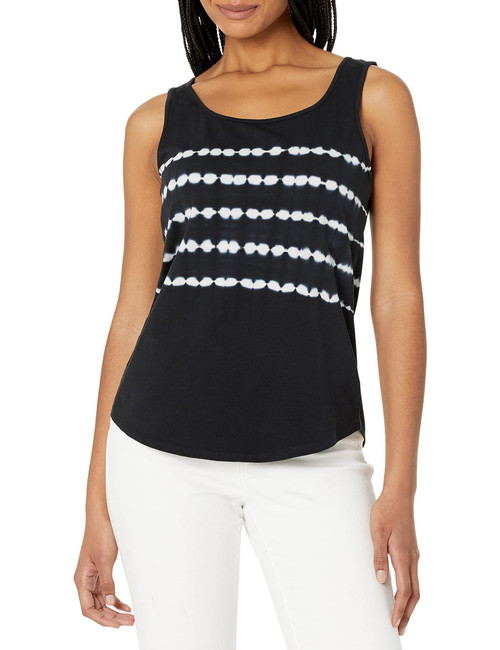 NIC+ZOE Women's Petite Shibori Shirt Tail Perfect Tank, Black Multi, PP