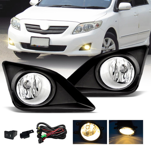 Rowxroad Fog Lights Assembly Compatible with 2008 2009 2010 Toyota Corolla Altis Front Bumper Driving Fog Lamps with Wiring and Switch