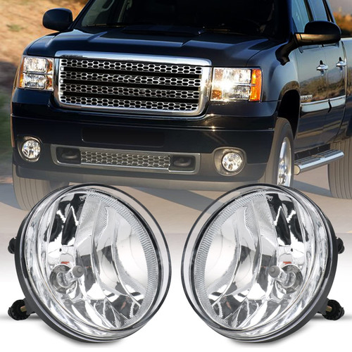 RAPOOSANS Driving Fog Lights Lamps Aseembly for 2007-2013 GMC Sierra 1500 2007-2014 GMC Sierra 2500 3500HD Clear Lens with H8 12V 35W Halogen Bulbs Switch and Wiring Kit