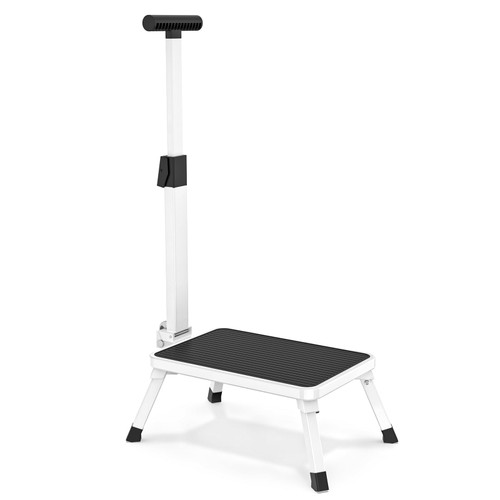 Step Stool with Handle, Foldable Stepping Stool with Non-Slip Step Platform and Foot Sheath Medical Step Stool for Elderly, Senior and Kids in Home, Kitchen, Bathroom, Bedroom, 330 Lbs Capacity